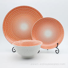 Orange pad printing European pattern tableware